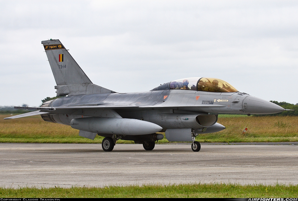 Belgium - Air Force General Dynamics F-16BM Fighting Falcon FB-14 at Landivisiau (LDV / LFRJ), France