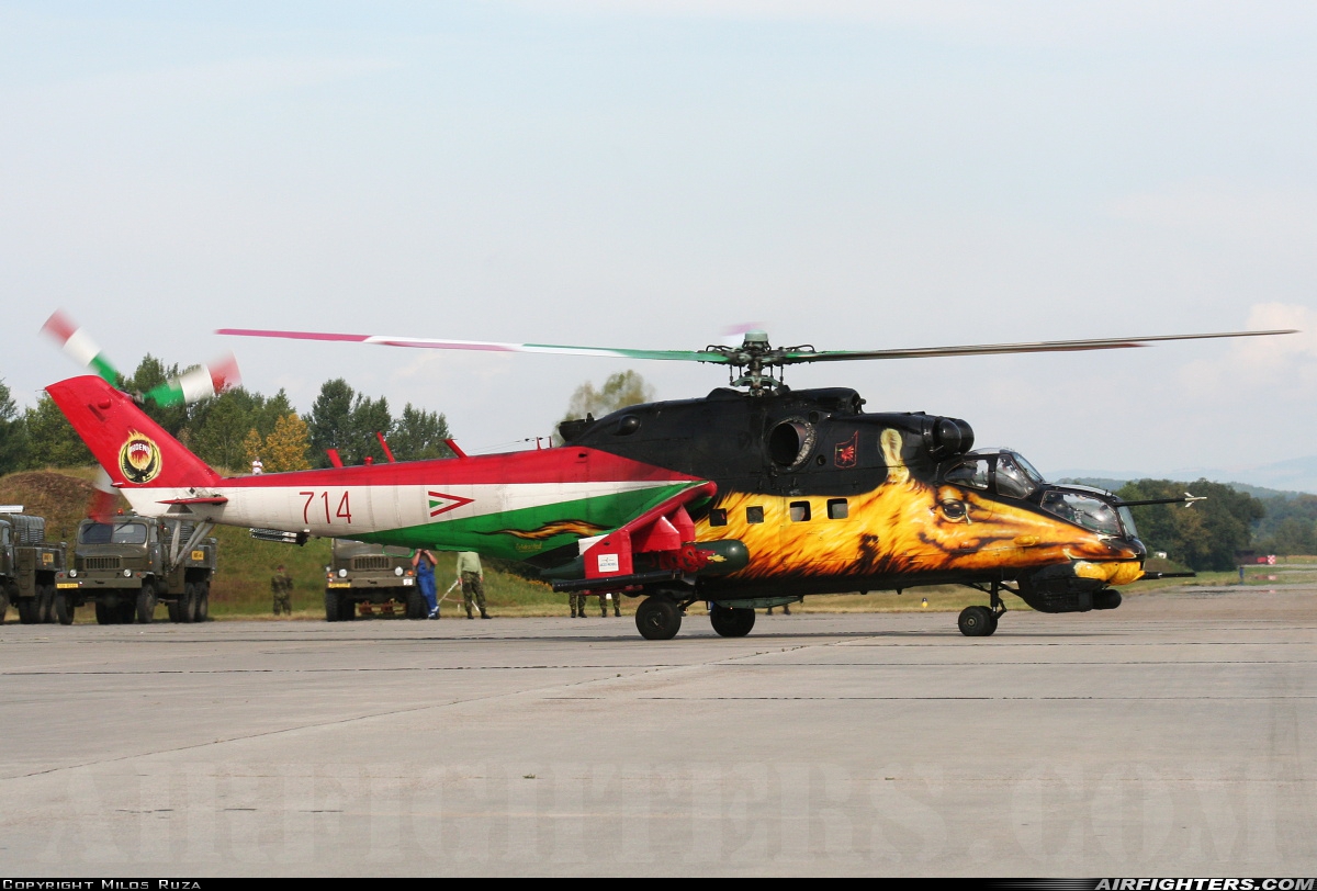 Hungary - Air Force Mil Mi-35 (Mi-24V) 714 at Hradec Kralove (LKHK), Czech Republic