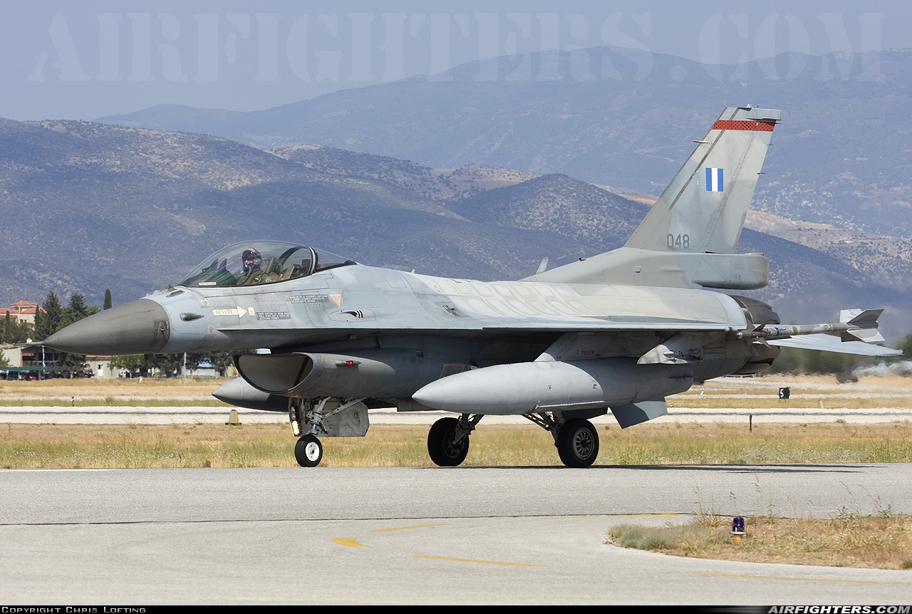 Greece - Air Force General Dynamics F-16C Fighting Falcon 048 at Nea Anghialos (VOL / LGBL), Greece
