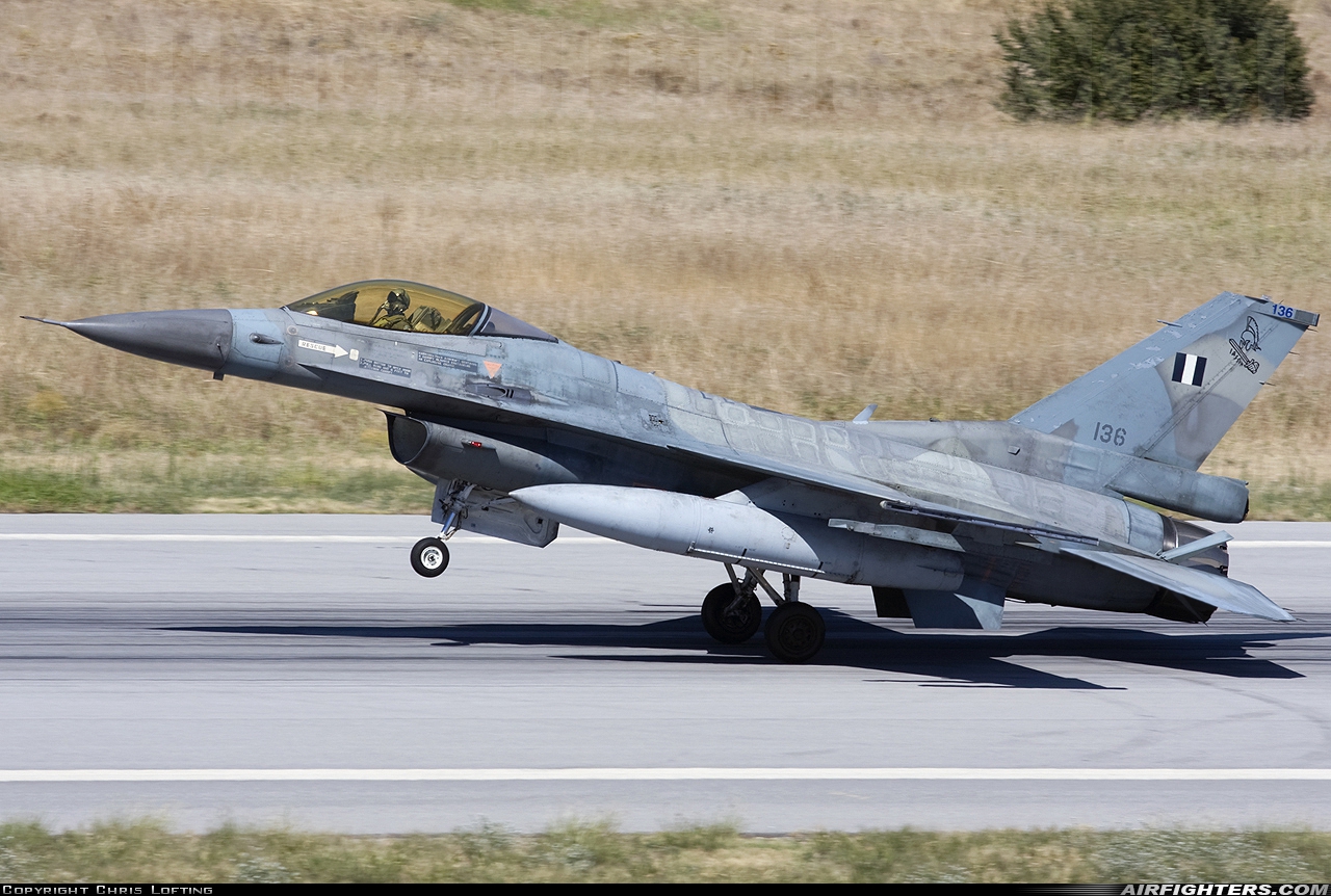 Greece - Air Force General Dynamics F-16C Fighting Falcon 136 at Larissa (LRA / LGLR), Greece
