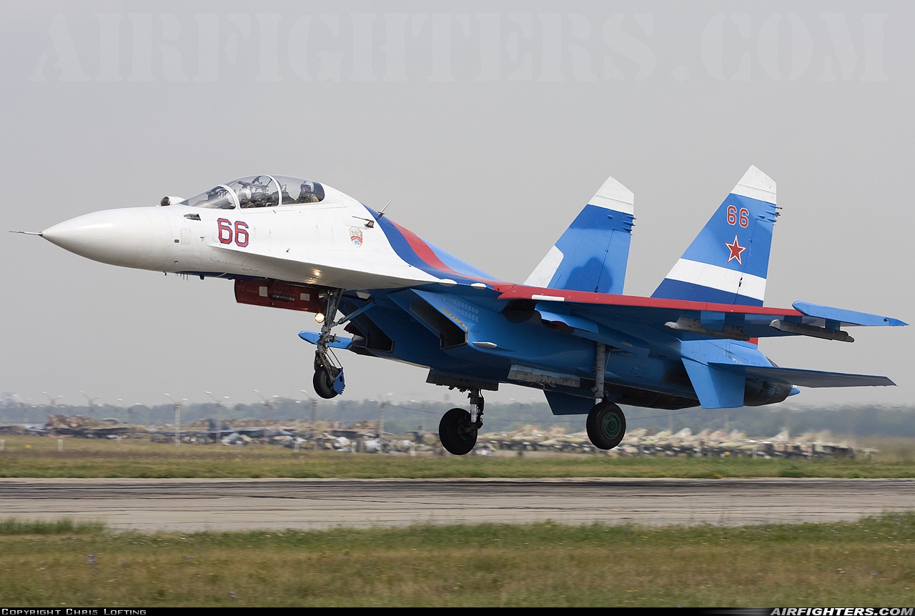 Russia - Air Force Sukhoi Su-27UB 66 RED at Lipetsk - Air Base (2 / West), Russia