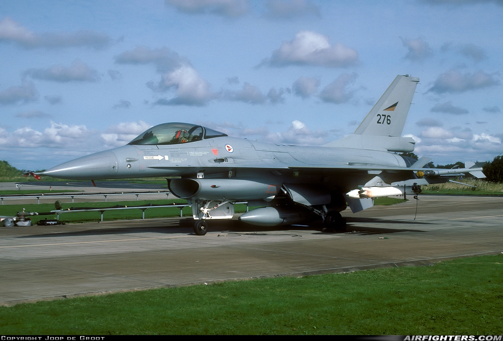 Norway - Air Force General Dynamics F-16A Fighting Falcon 276 at Aalborg (AAL / EKYT), Denmark