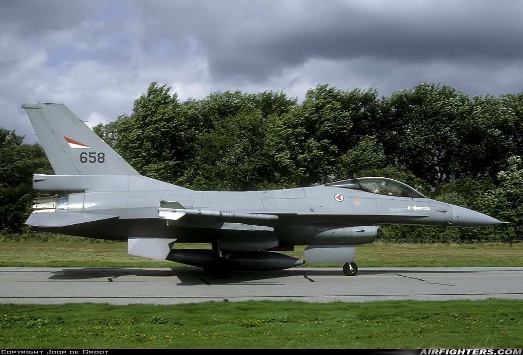 Norway - Air Force General Dynamics F-16A Fighting Falcon 658 at Aalborg (AAL / EKYT), Denmark