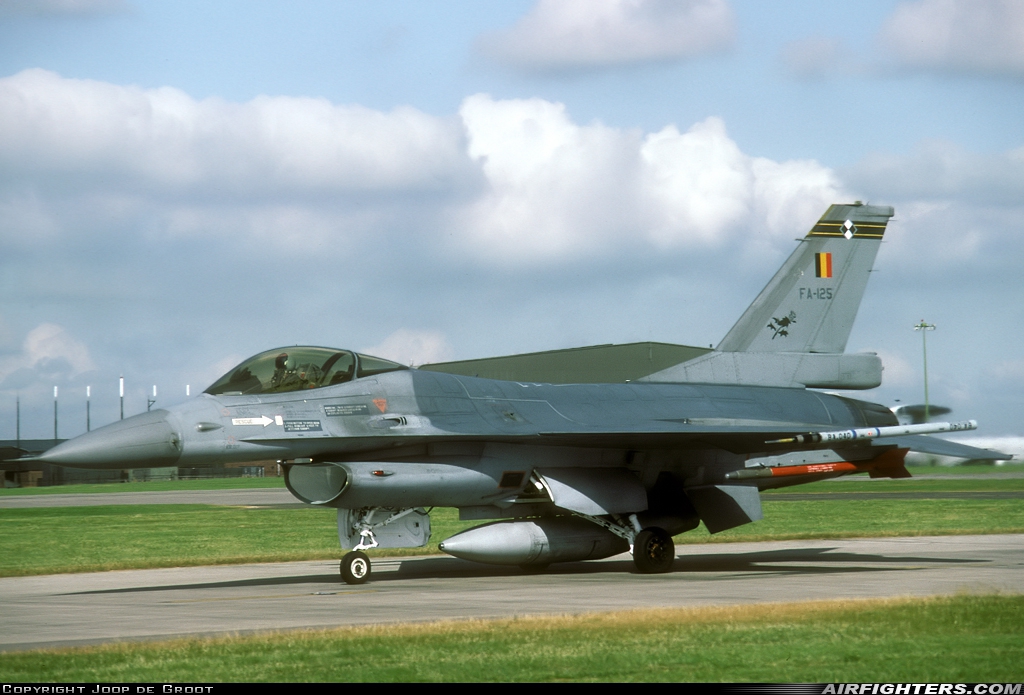Belgium - Air Force General Dynamics F-16A Fighting Falcon FA-125 at Waddington (WTN / EGXW), UK
