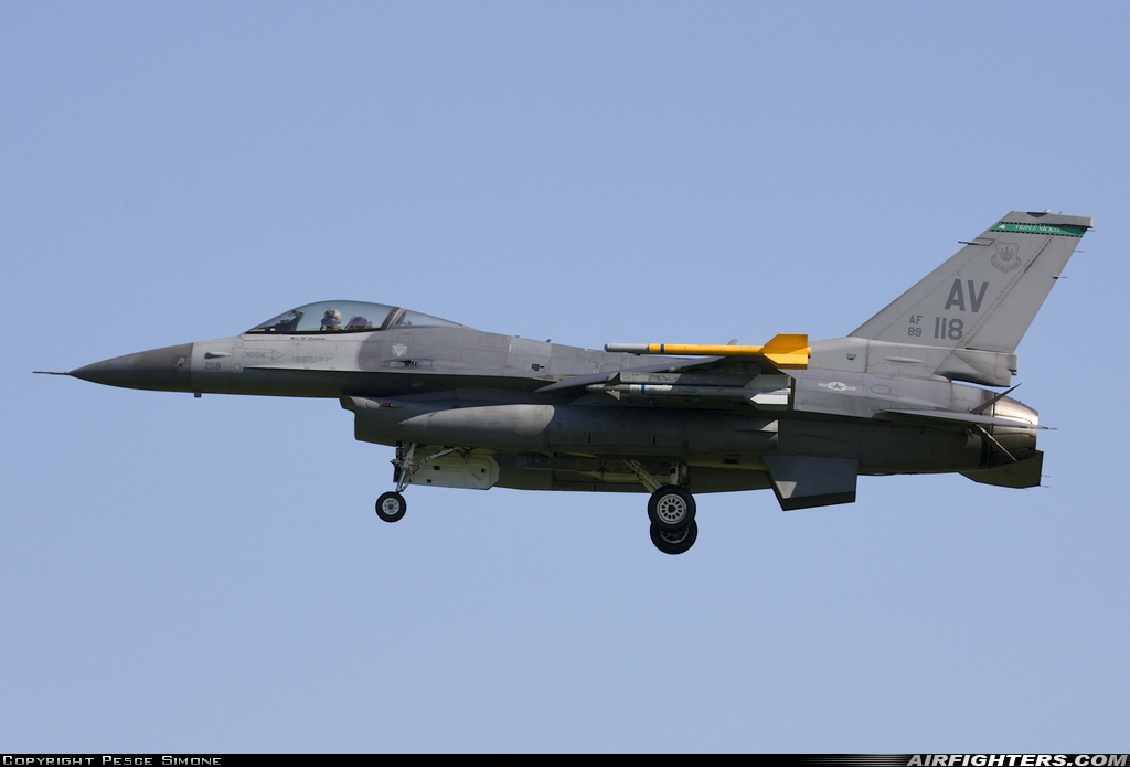 USA - Air Force General Dynamics F-16C Fighting Falcon 89-2118 at Treviso - Istrana (Vittorio Bragadin) (LIPS), Italy