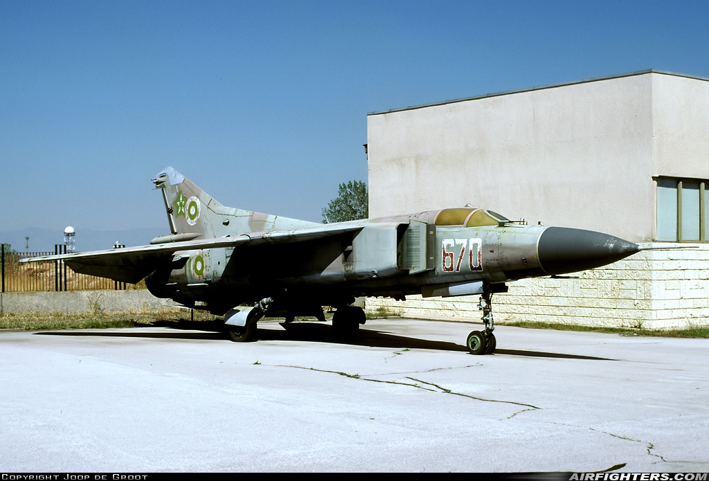 Bulgaria - Air Force Mikoyan-Gurevich MiG-23MF 670 at Plovdiv (- Krumovo) (PDV / LBPD), Bulgaria