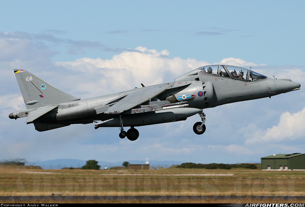 UK - Air Force British Aerospace Harrier T.10 ZH660 at Kinloss (FSS / EGQK), UK