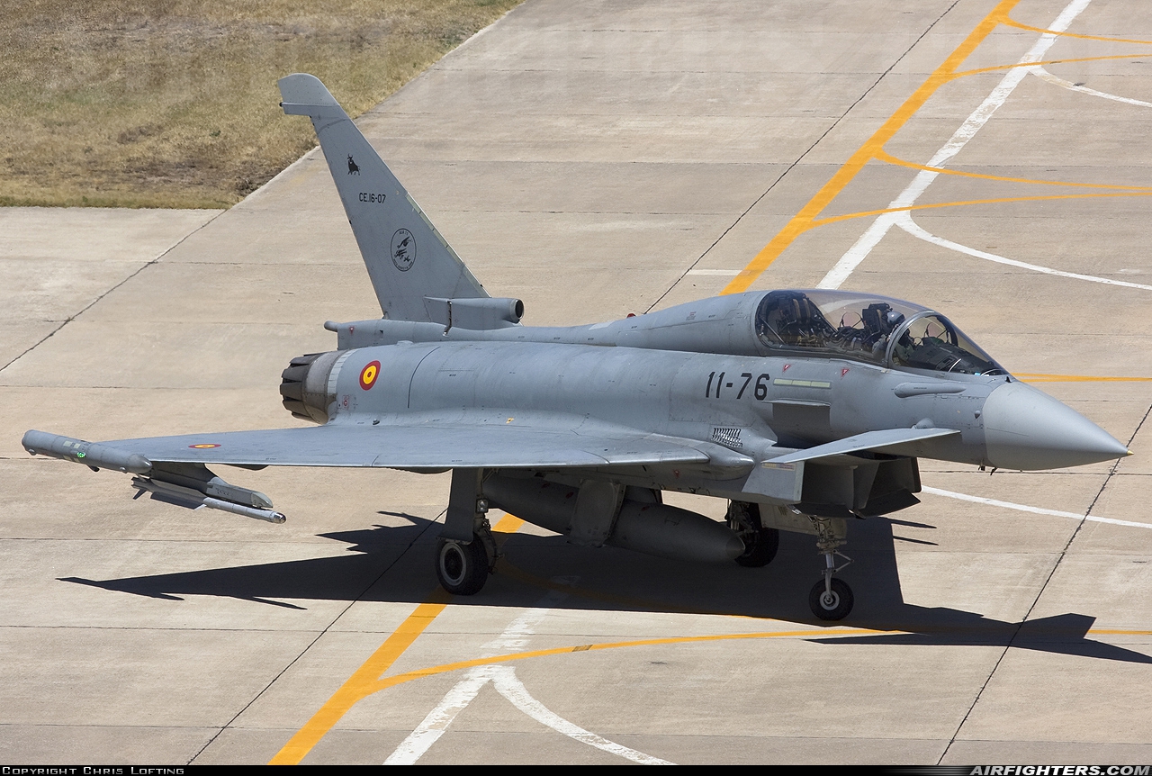 Spain - Air Force Eurofighter CE-16 Typhoon (EF-2000T) CE.16-07 at Seville - Moron de la Frontera (OZP / LEMO), Spain