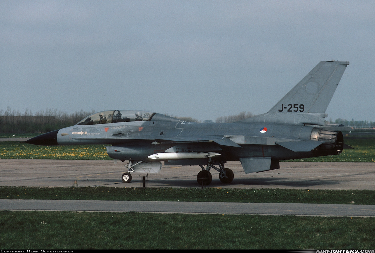 Netherlands - Air Force General Dynamics F-16B Fighting Falcon J-259 at Leeuwarden (LWR / EHLW), Netherlands