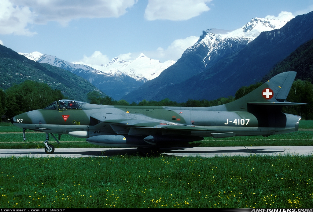 Switzerland - Air Force Hawker Hunter F58A J-4107 at Raron (LSTA), Switzerland