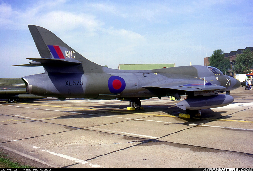 UK - Air Force Hawker Hunter T7 XL573 at Mildenhall (MHZ / GXH / EGUN), UK