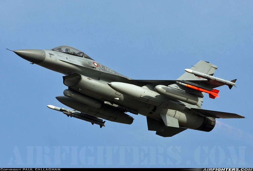 Denmark - Air Force General Dynamics F-16AM Fighting Falcon E-600 at Mildenhall (MHZ / GXH / EGUN), UK