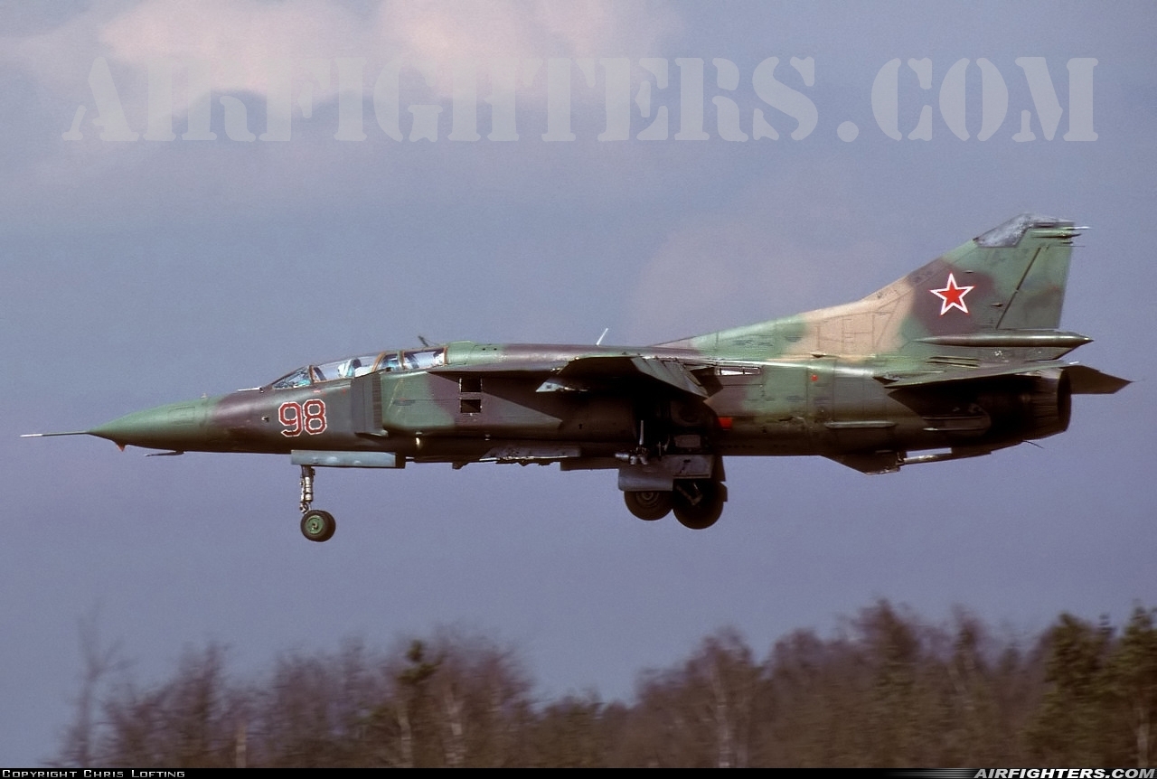 Russia - Air Force Mikoyan-Gurevich MiG-23UB 98RED at Altes Lager (Juterbog), Germany