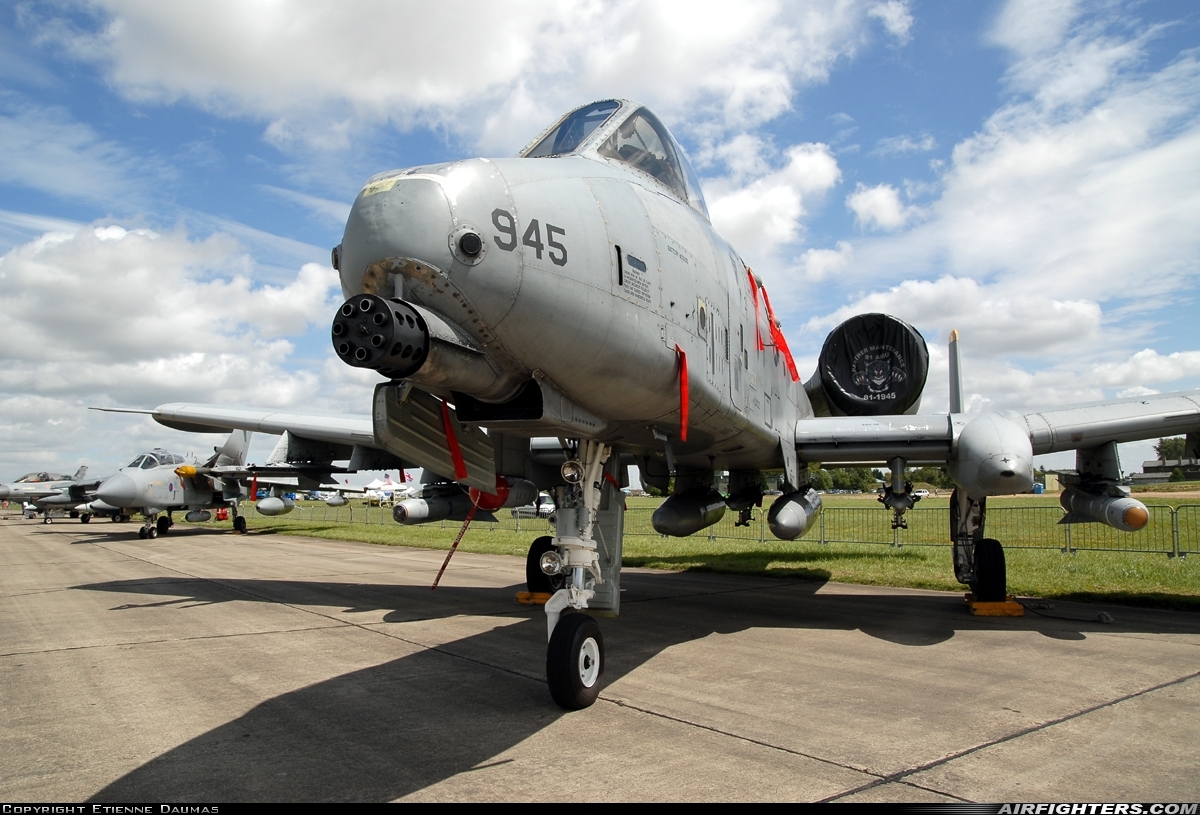 USA - Air Force Fairchild A-10A Thunderbolt II 81-0945 at Evreux - Fauville (EVX / LFOE), France