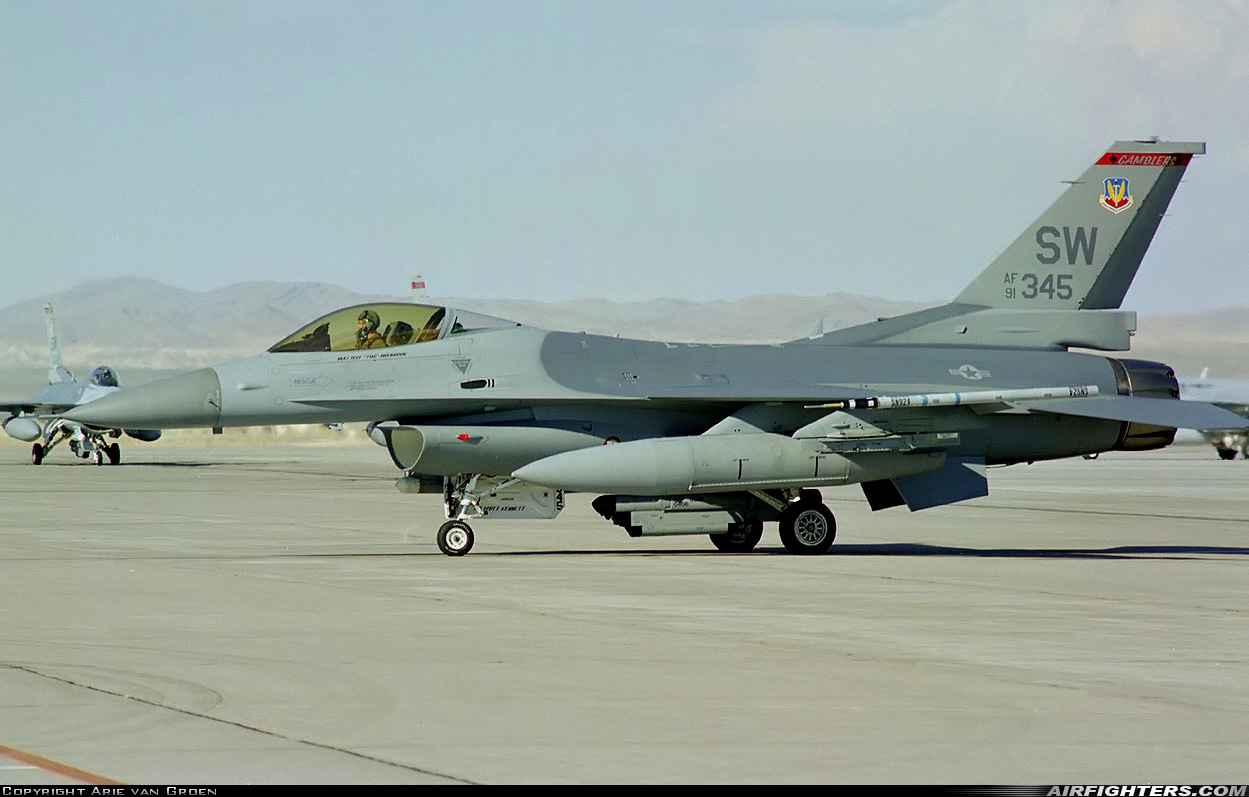 USA - Air Force General Dynamics F-16C Fighting Falcon 91-0345 at Las Vegas - Nellis AFB (LSV / KLSV), USA