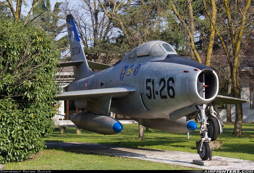 Italy - Air Force Republic F-84F Thunderstreak MM53-6704 at Treviso - Istrana (Vittorio Bragadin) (LIPS), Italy
