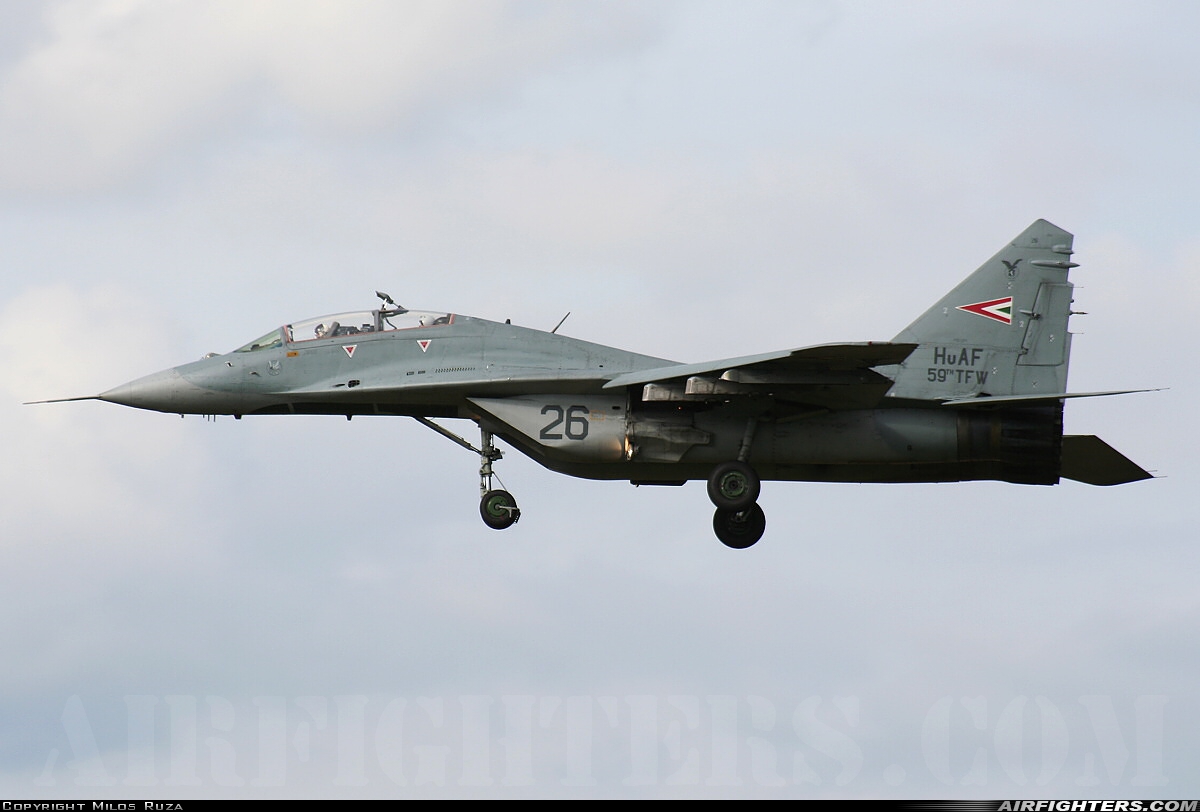 Hungary - Air Force Mikoyan-Gurevich MiG-29UB (9.51) 26 at Brno - Turany (BRQ / LKTB), Czech Republic