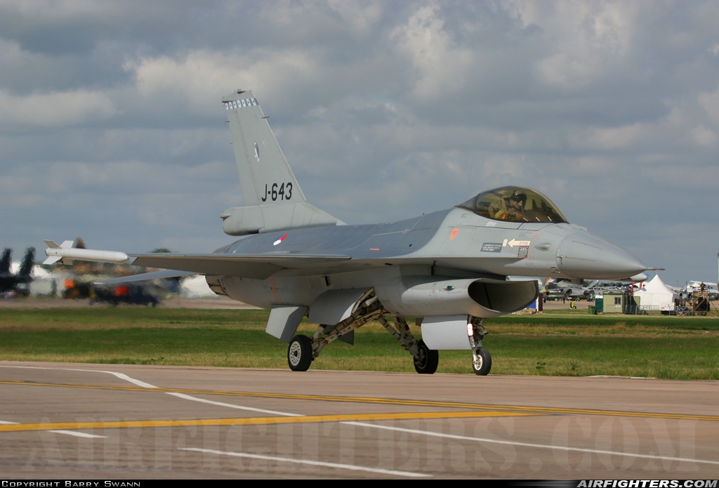 Netherlands - Air Force General Dynamics F-16AM Fighting Falcon J-643 at Fairford (FFD / EGVA), UK