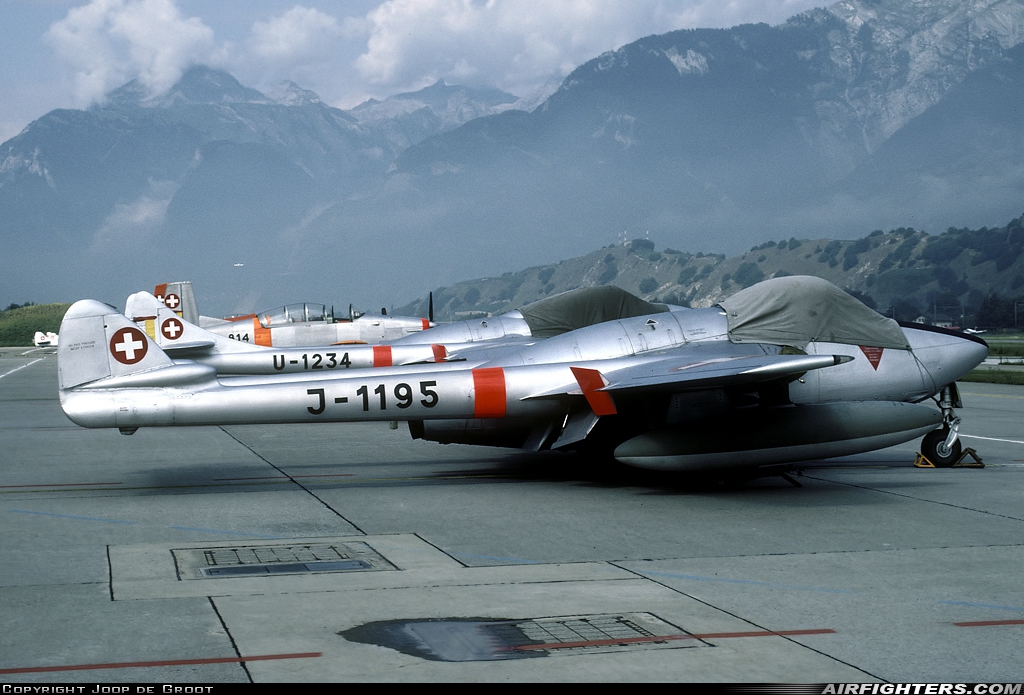 Switzerland - Air Force De Havilland DH-100 Vampire FB.6 J-1195 at Sion (- Sitten) (SIR / LSGS / LSMS), Switzerland