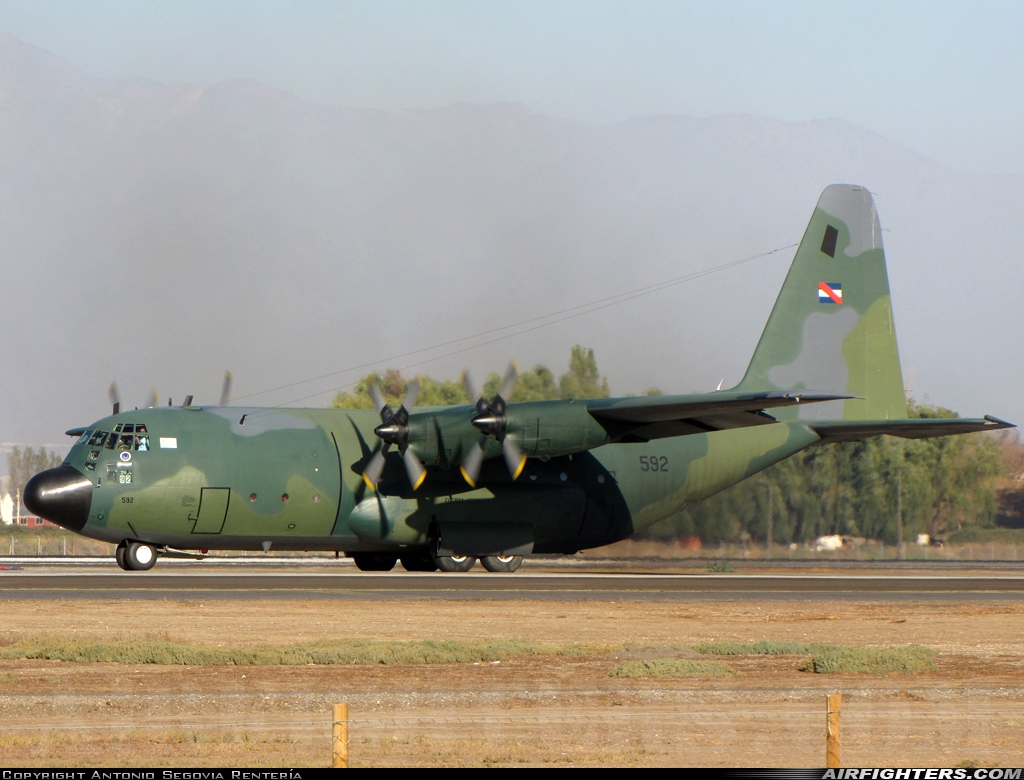Uruguay - Air Force Lockheed C-130B Hercules (L-282) 592 at Santiago - Arturo Merino Benitez (Pudahuel) (SCL / SCEL), Chile