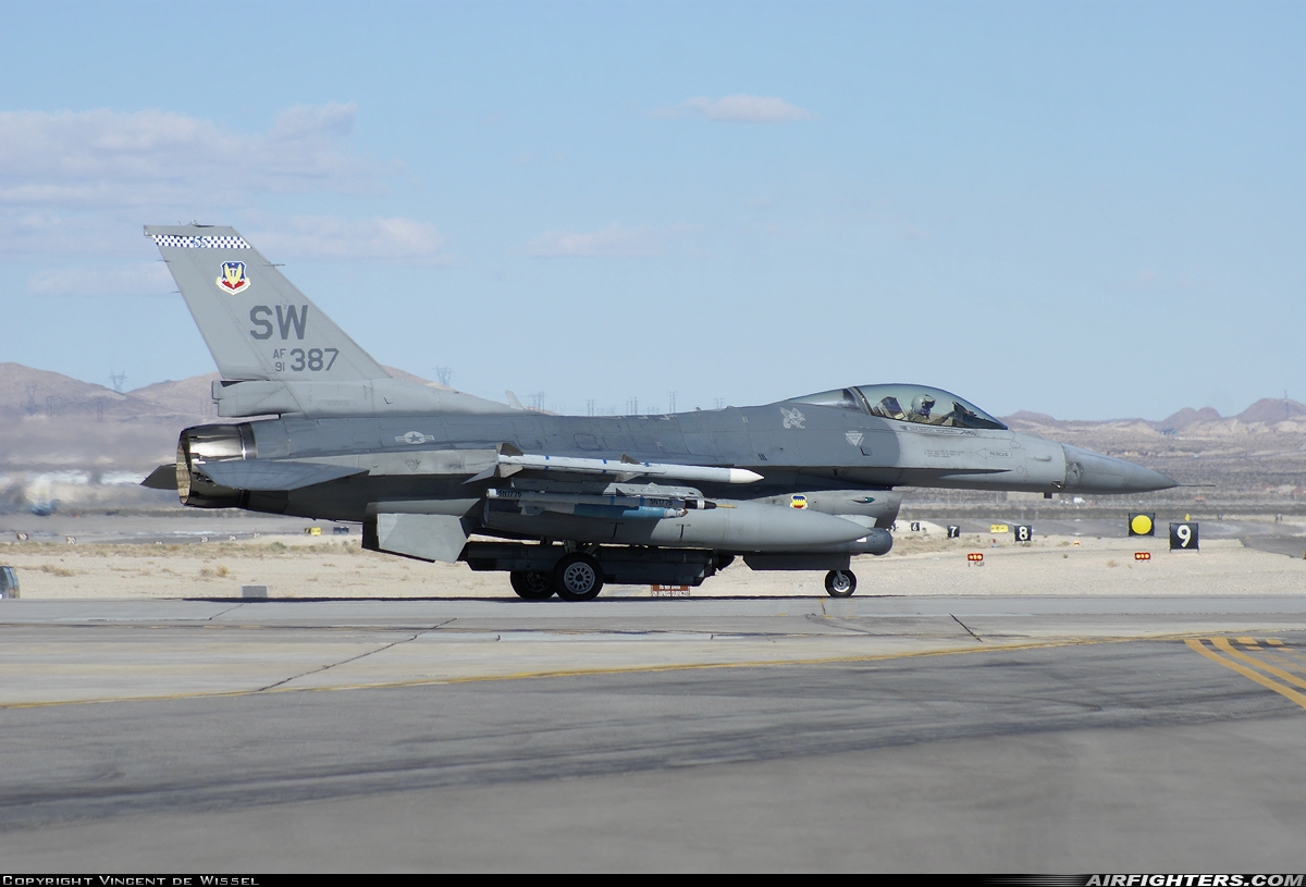 USA - Air Force General Dynamics F-16C Fighting Falcon 91-0387 at Las Vegas - Nellis AFB (LSV / KLSV), USA