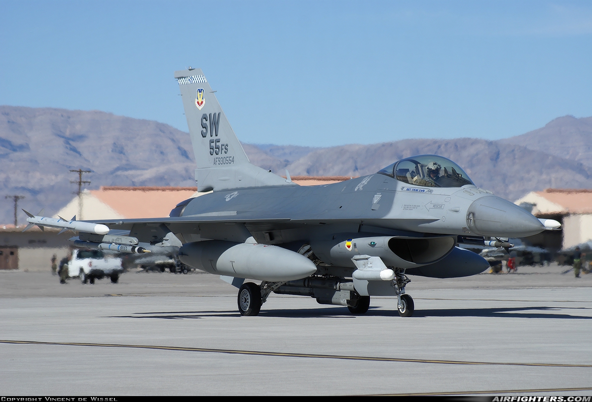 USA - Air Force General Dynamics F-16C Fighting Falcon 93-0554 at Las Vegas - Nellis AFB (LSV / KLSV), USA