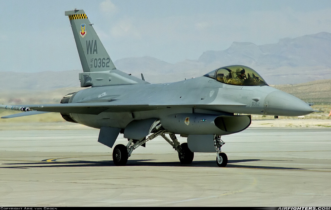 USA - Air Force General Dynamics F-16C Fighting Falcon 91-0362 at Las Vegas - Nellis AFB (LSV / KLSV), USA