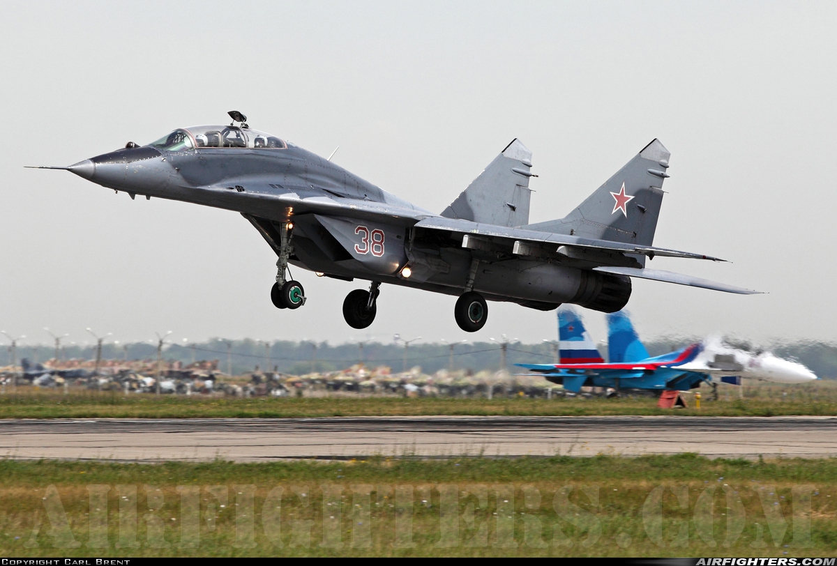 Russia - Air Force Mikoyan-Gurevich MiG-29UB (9.51) 38 RED at Lipetsk - Air Base (2 / West), Russia