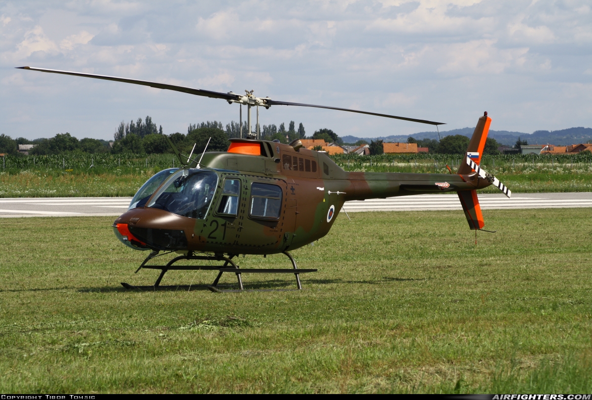 Slovenia - Air Force Bell 206B-3 JetRanger III H1-21 at Varazdin (LDVA), Croatia