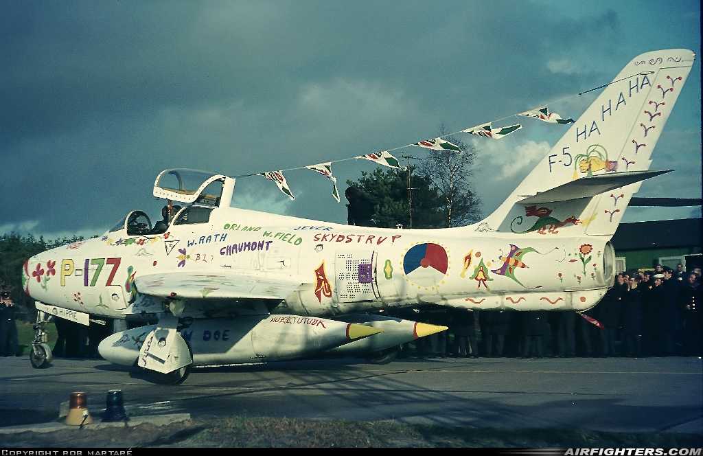 Netherlands - Air Force Republic F-84F Thunderstreak P-177 at Eindhoven (- Welschap) (EIN / EHEH), Netherlands