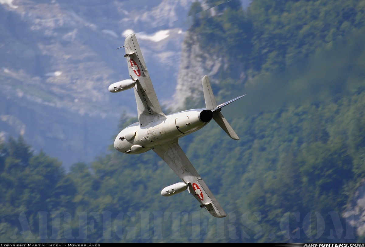 Private Hawker Hunter T68 HB-RVP at Mollis (LSMF), Switzerland