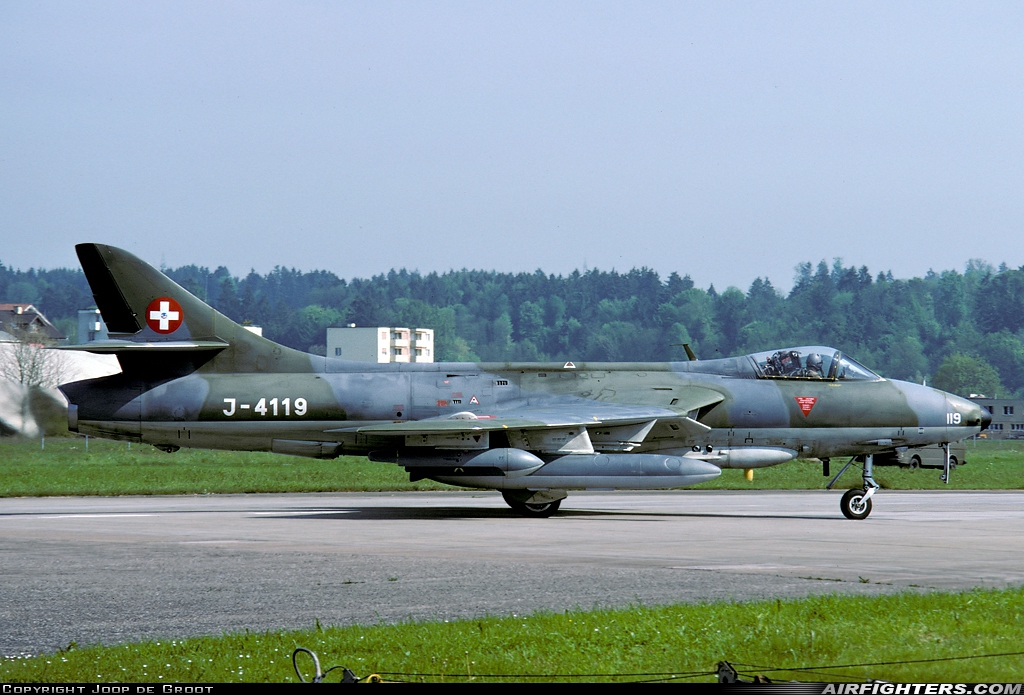 Switzerland - Air Force Hawker Hunter F58A J-4119 at Emmen (EML / LSME), Switzerland