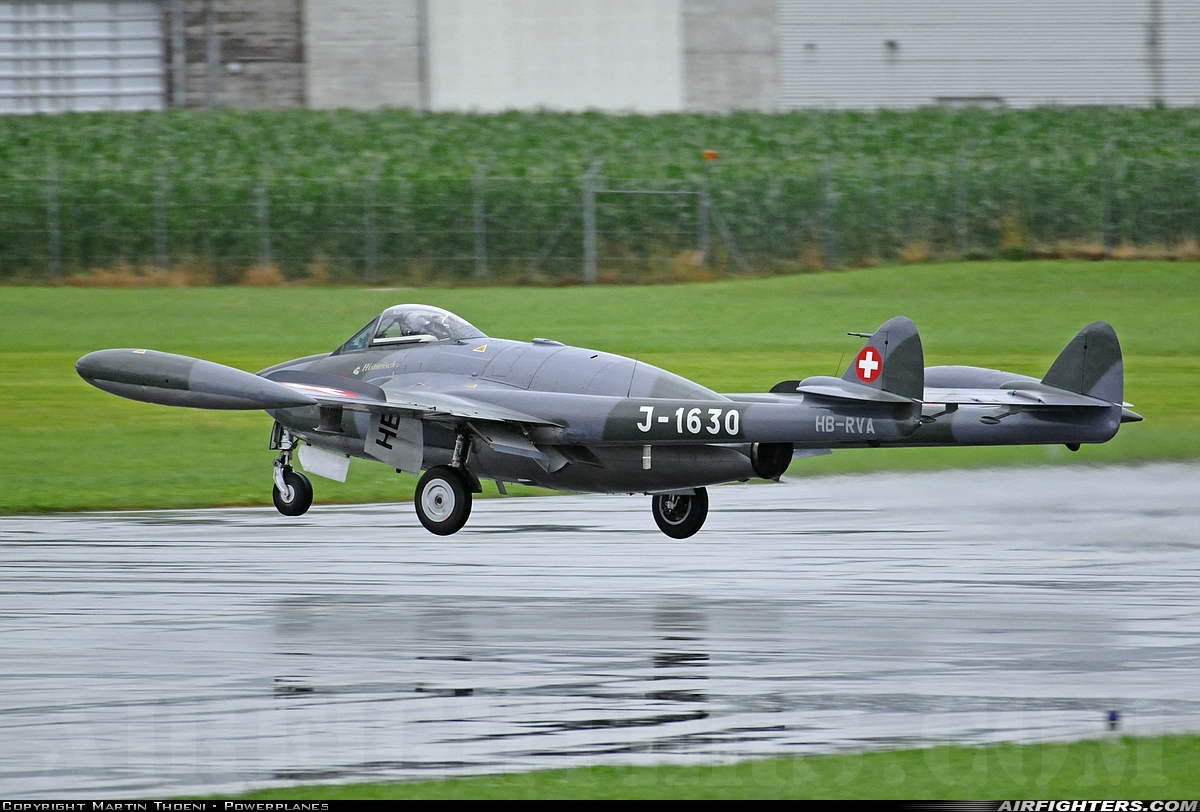 Private De Havilland DH-112 Venom FB50 HB-RVA at Emmen (EML / LSME), Switzerland