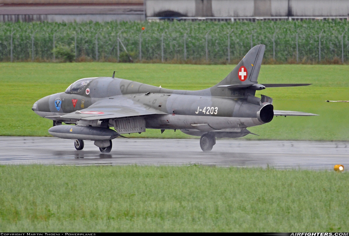 Private Hawker Hunter T68 HB-RVW at Emmen (EML / LSME), Switzerland