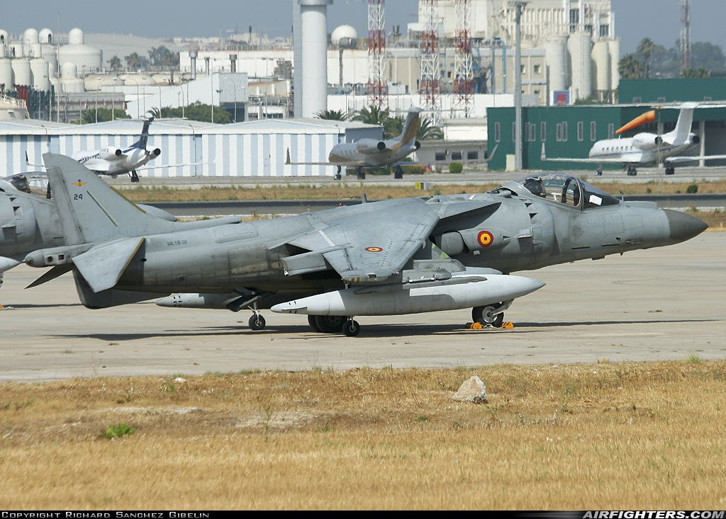 Spain - Navy McDonnell Douglas EAV-8B+ Harrier II VA.1B-36 at Malaga (AGP / LEMG), Spain