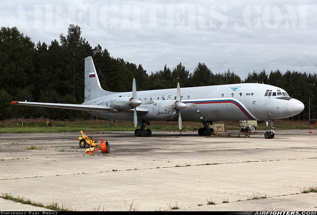 Russia - Air Force Ilyushin IL-18D RA-75499 at Chkalovsky (CKL / UUMU), Russia