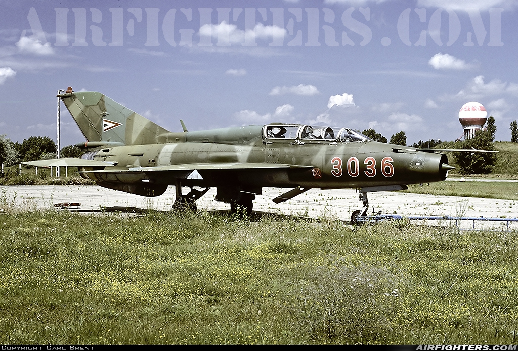 Hungary - Air Force Mikoyan-Gurevich MiG-21UM 3036 at Papa (LHPA), Hungary