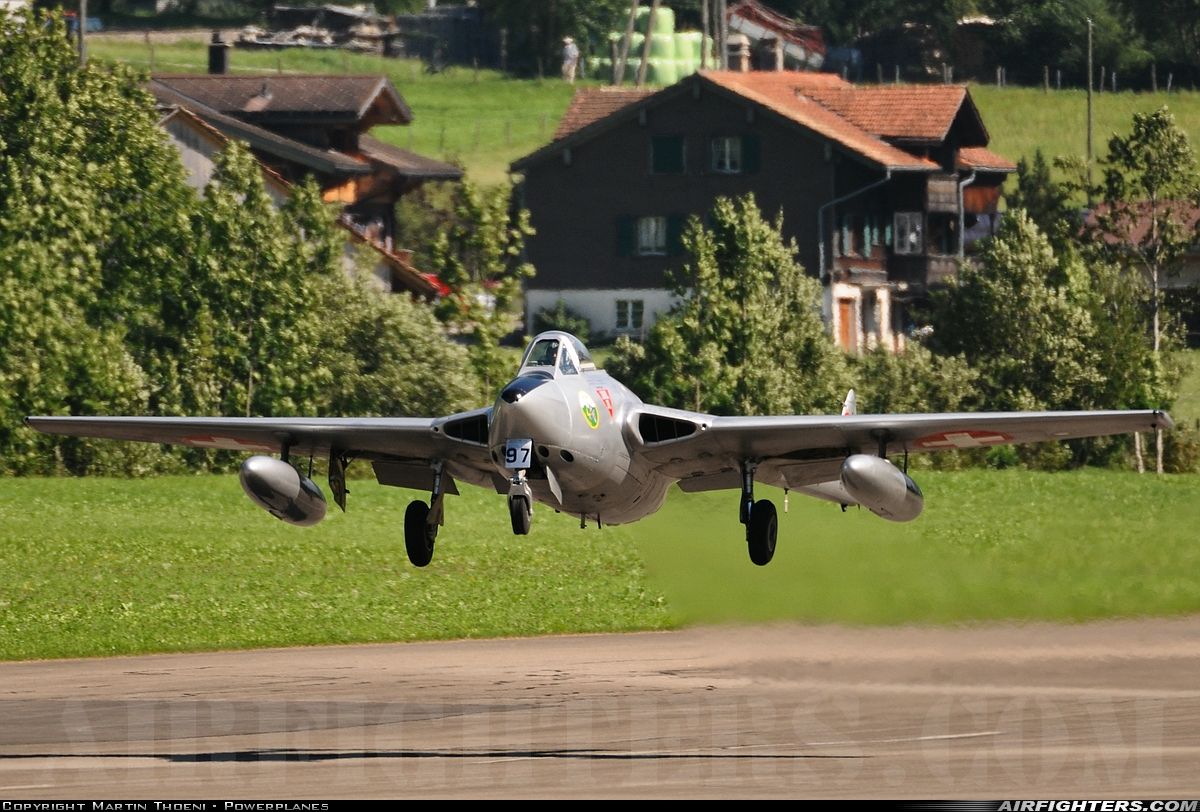 Private De Havilland DH-100 Vampire FB.6 HB-RVN at St. Stephan (LSTS), Switzerland