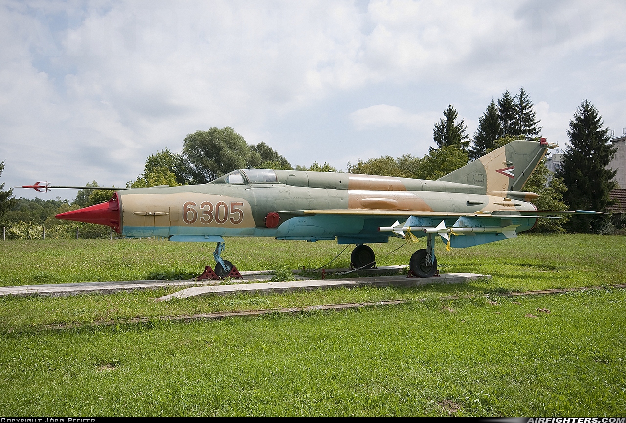 Hungary - Air Force Mikoyan-Gurevich MiG-21bis SAU 6305 at Off-Airport - Nagyatad, Hungary