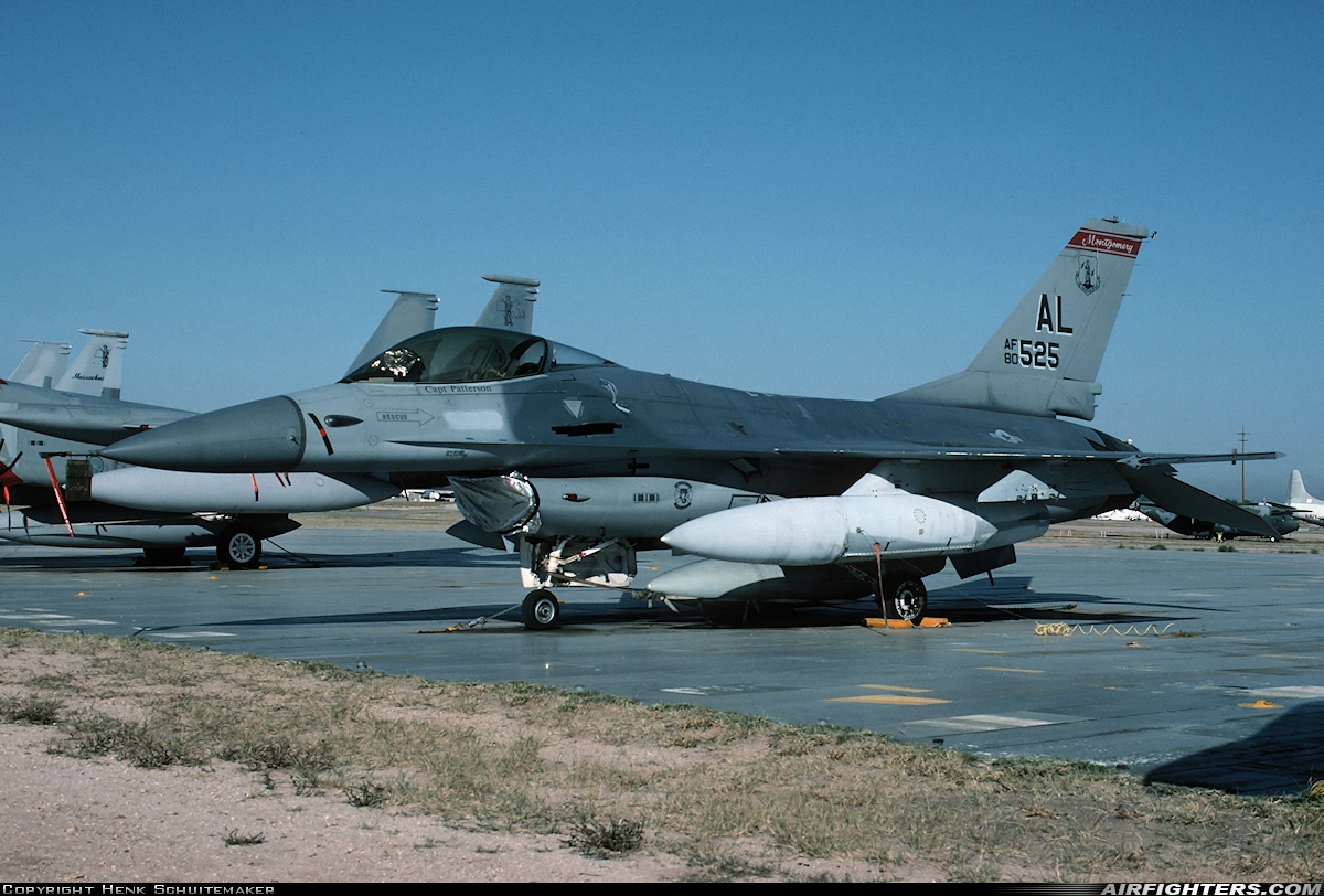 USA - Air Force General Dynamics F-16A Fighting Falcon 80-0525 at Tucson - Davis-Monthan AFB (DMA / KDMA), USA