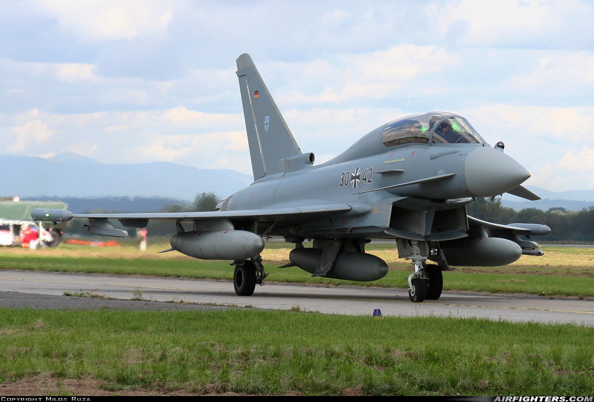 Germany - Air Force Eurofighter EF-2000 Typhoon T 30+42 at Hradec Kralove (LKHK), Czech Republic