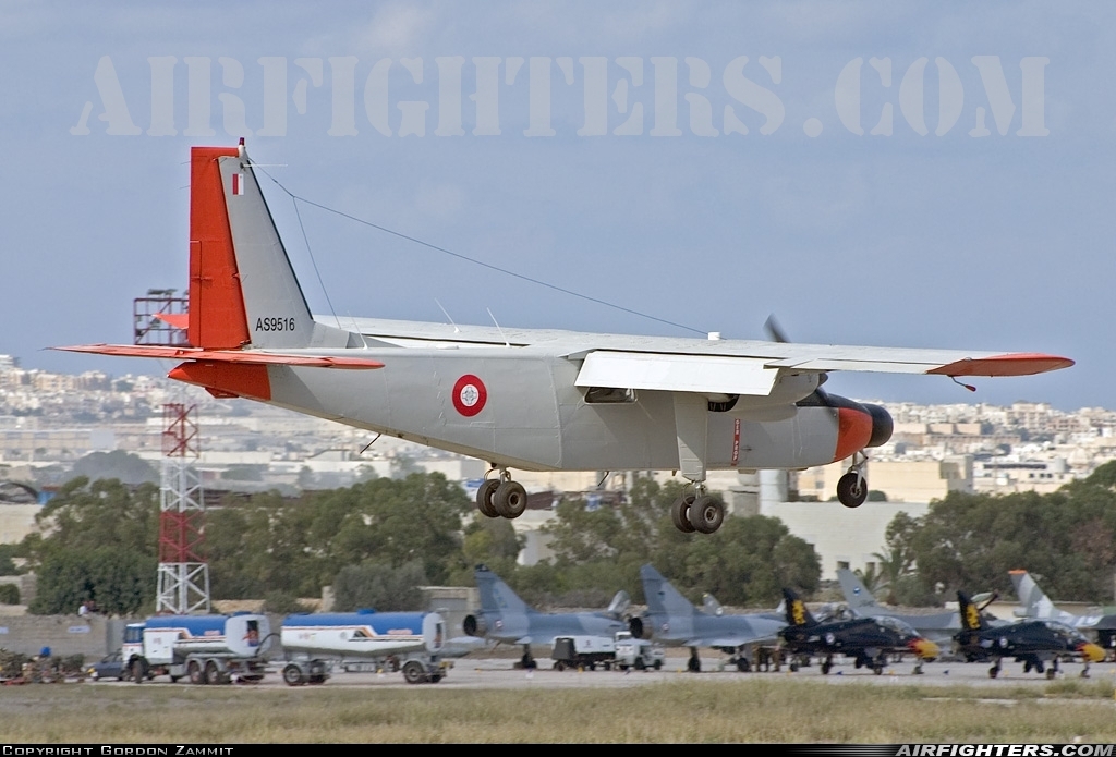 Malta - Air Force Britten-Norman BN-2 Islander AS9516 at Luqa - Malta International (MLA / LMML), Malta