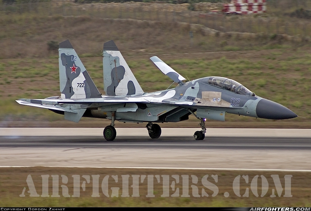 Russia - Air Force Sukhoi Su-30MK Flanker 722 at Luqa - Malta International (MLA / LMML), Malta