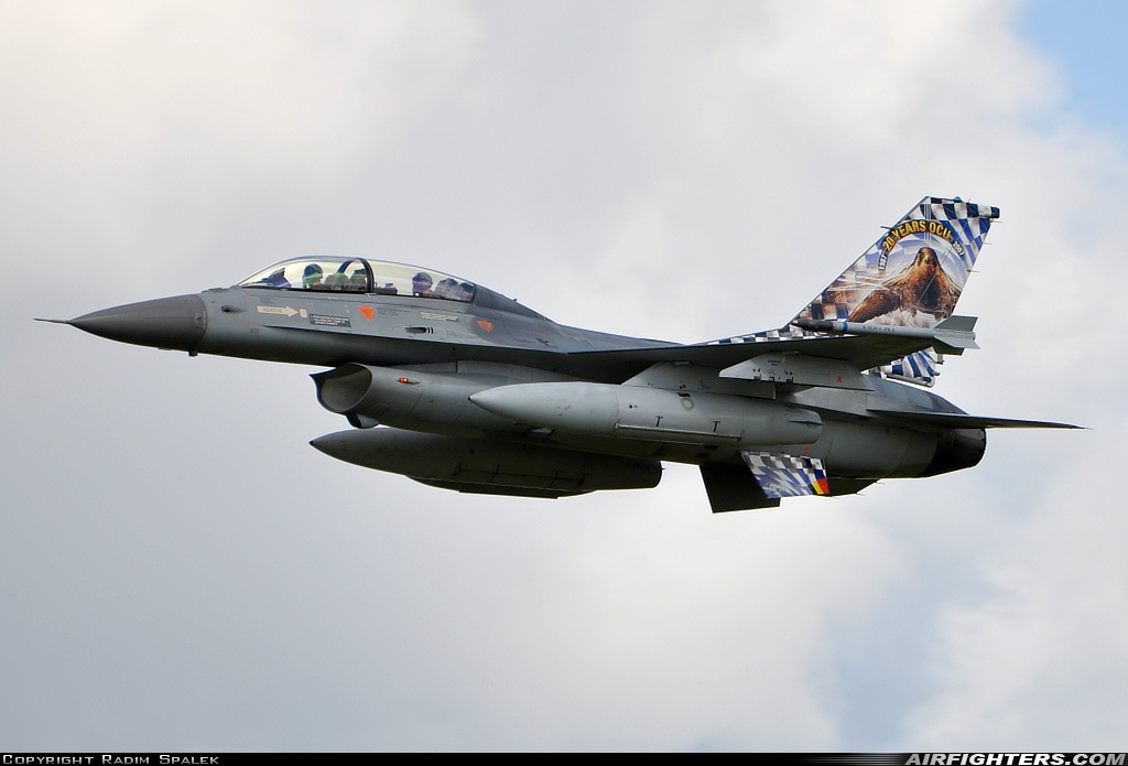 Belgium - Air Force General Dynamics F-16BM Fighting Falcon FB-18 at Pardubice (PED / LKPD), Czech Republic
