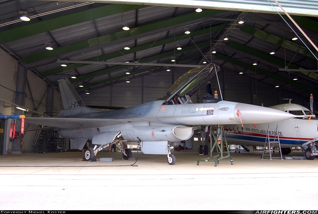 Netherlands - Air Force General Dynamics F-16A Fighting Falcon J-235 at Eindhoven (- Welschap) (EIN / EHEH), Netherlands