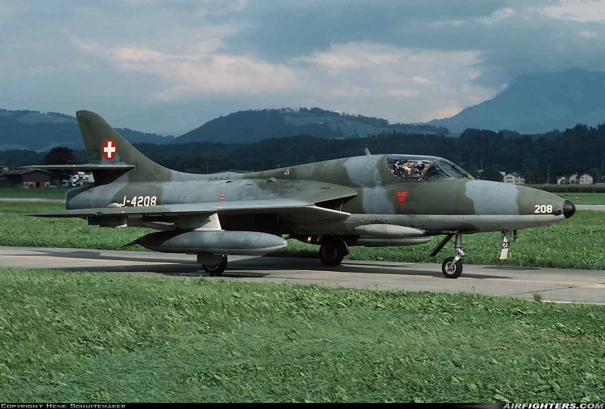 Switzerland - Air Force Hawker Hunter T68 J-4208 at Emmen (EML / LSME), Switzerland