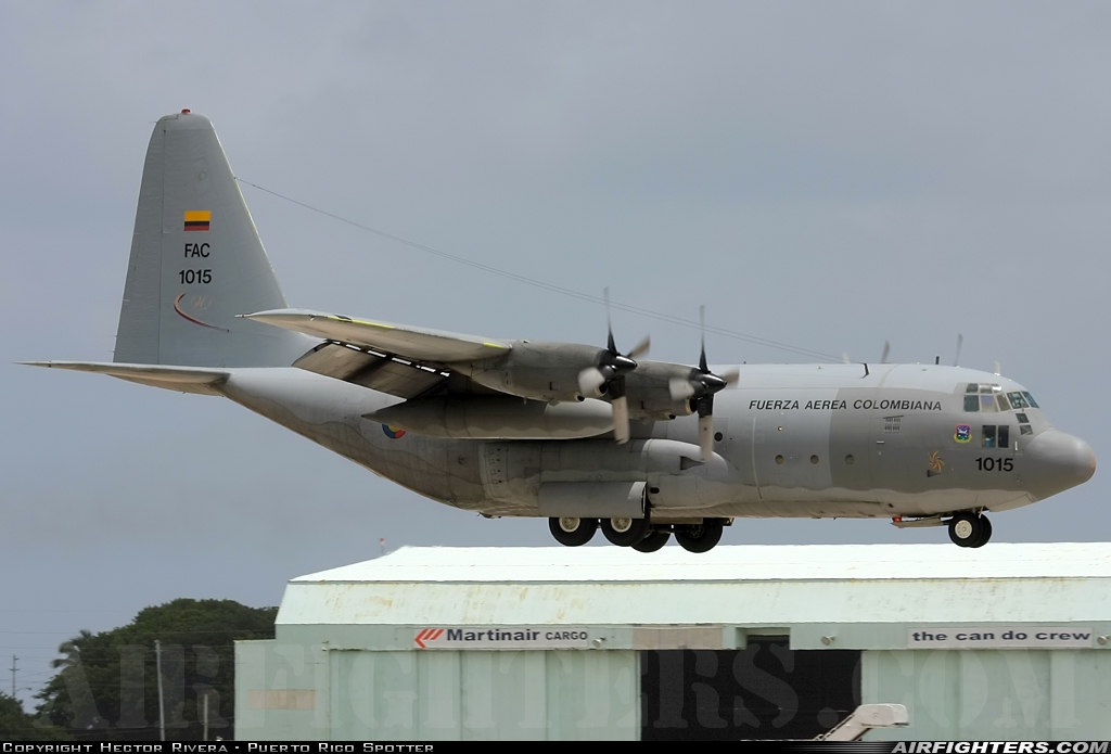 Colombia - Air Force Lockheed C-130H Hercules (L-382) FAC1015 at Aguadilla - Raphael Hernandez (Borinquen Field / Ramey AFB) (BQN / TJBQ), Puerto Rico