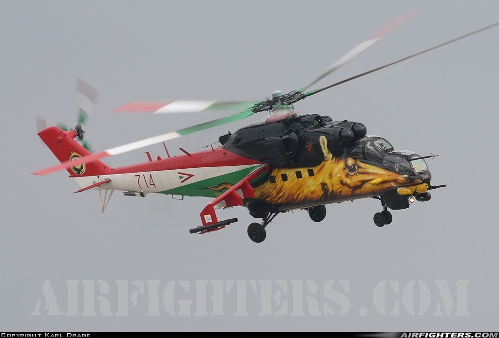 Hungary - Air Force Mil Mi-35 (Mi-24V) 714 at Kecskemet (LHKE), Hungary