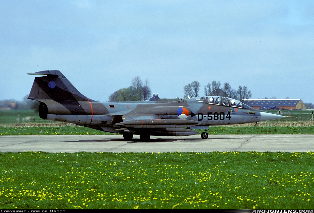Netherlands - Air Force Lockheed TF-104G Starfighter D-5804 at Leeuwarden (LWR / EHLW), Netherlands