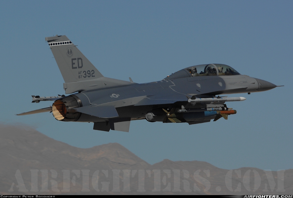 USA - Air Force General Dynamics F-16D Fighting Falcon 87-0392 at Las Vegas - Nellis AFB (LSV / KLSV), USA